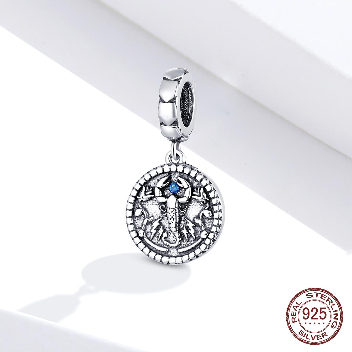 

925 стерлингового серебра Таинственный Скорпион Винтаж Кулон Шарм Подходит для оригинального браслета Ювелирные изделия Изготовление