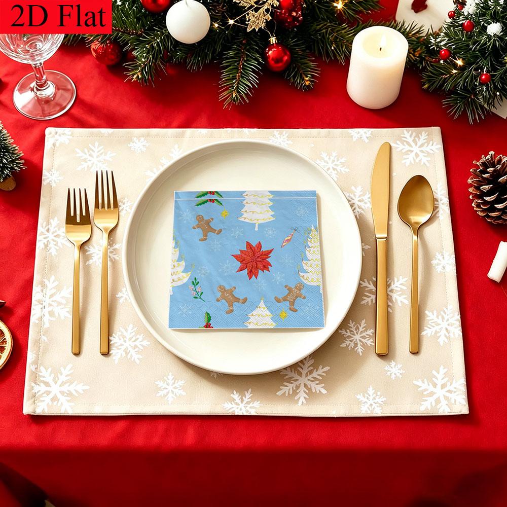 20pcs Disposable Napkins with Christmas Elements Pattern Print for Wedding,Parties,and Daily Use for Thanksgiving Fall Christmas Table Decoration