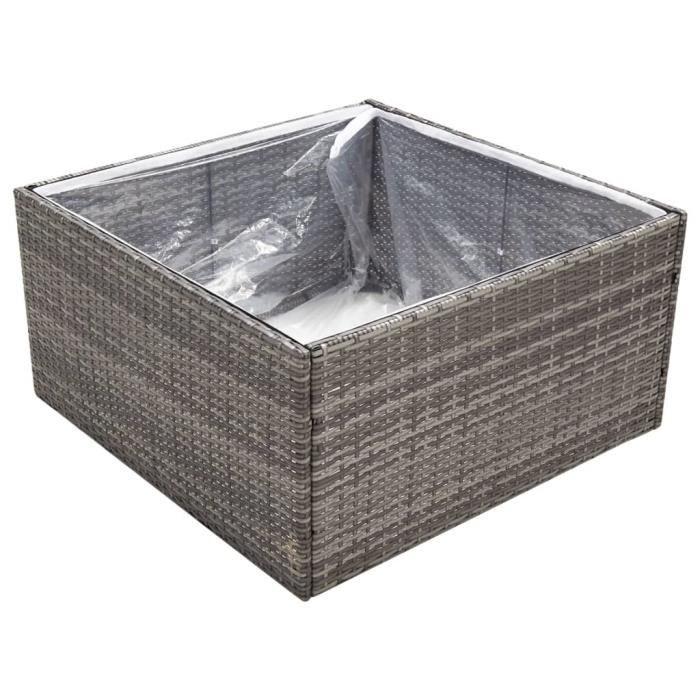 VidaXL Jardinière Gris 80x80x40 cm Résine tressée