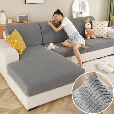 Elastic Soft Sofa Seat Cushion Cover Winter Jacquard Anti -Dust Decor Couch Covers Corner Sofa Slipcover For Living Room Pets