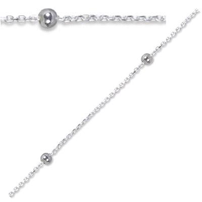 [Q8199] - Silberne Fußkette 'Billes' silber - 25 cm 1 mm - 4 mm Perlen