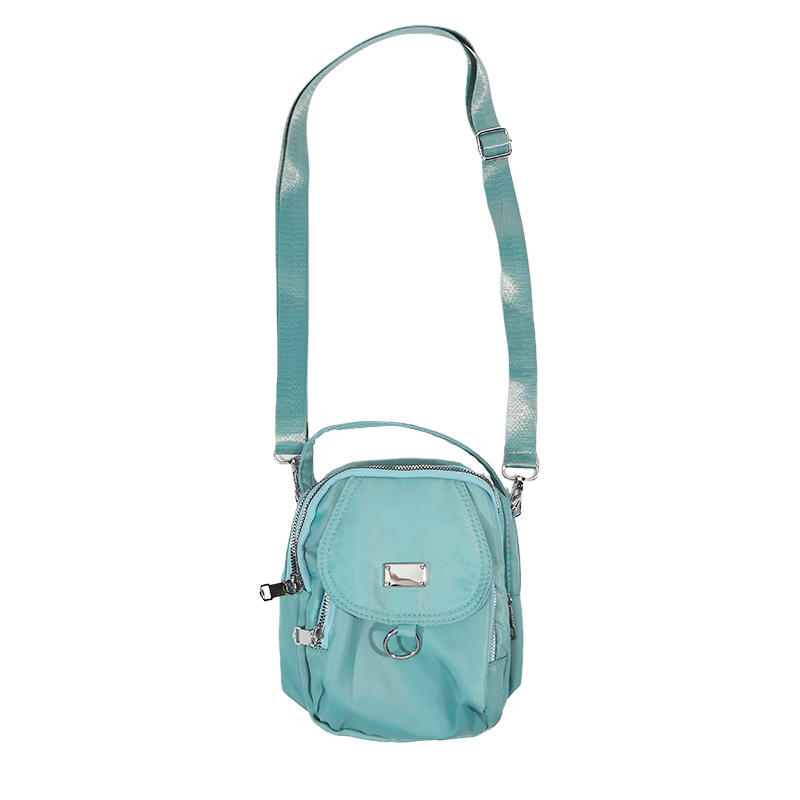 Lightweight Nylon Women's Crossbody Bag Casual Mini Handbag with Multiple Zip Compartments Detachable Shoulder Strap Bag
