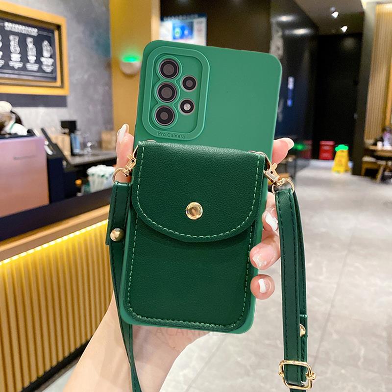 Portfel na ramię 52 53 23 13 Etui na karty do Samsung Galaxy A52 A53 A13 A23 A33 A72 A73 A32 4g 5g Smycz Silikonowe Etui