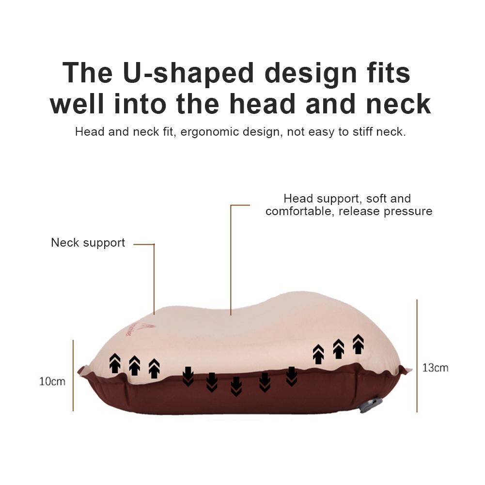 Ultralight Inflatable Pillow Ergonomic Compressible Travel Pillow Portable Self Inflating Pillow for Car Airplane Train Office