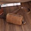 Europäische und Amerikanische Retro Crazy Horse Leder Herren Echte Leder Umhängetasche, Lässige Sport Leder Zylinder Handy Tasche