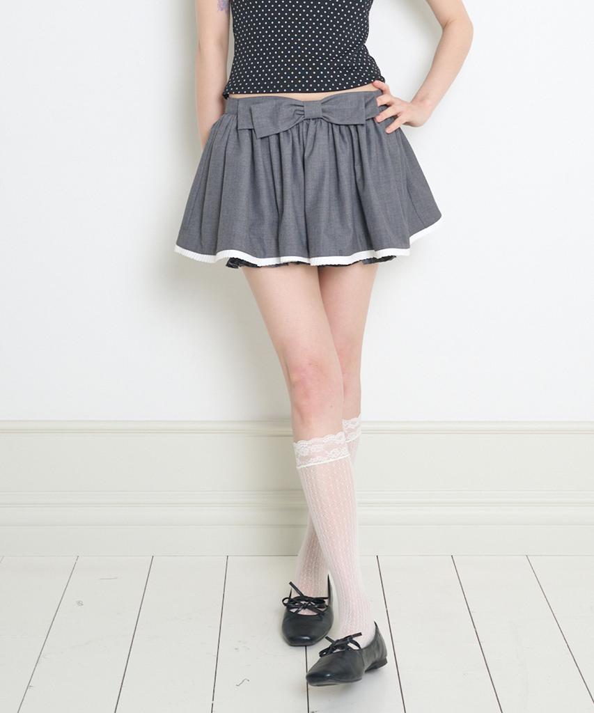 Iligo Bow Pumpkin Skirt Pants Charcoal
