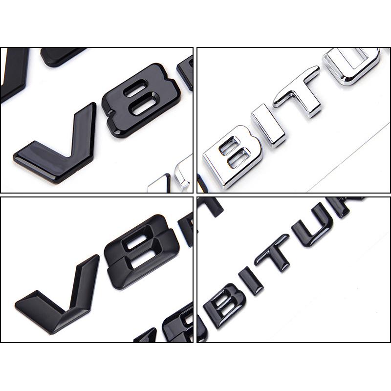 Emblema Logo V8 BITURBO in ABS Nero 3D Distintivo per Parafango Auto NFGJD4 Per C63 G63 E63 S63 Accessori