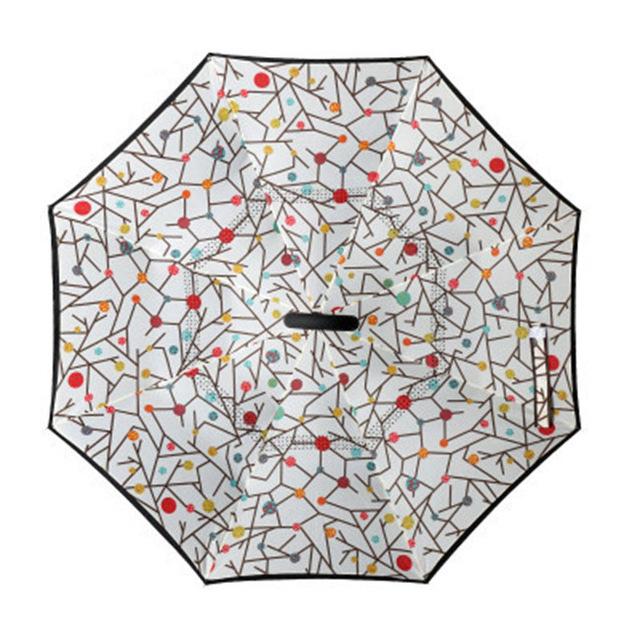 JPZYLFKZL Free Style Creative Long Shank Double Layer Inverted Umbrella Windproof Reverse C-Hook Male Golf Umbrella Reverse