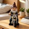 Hand Painted Gnome Figurine Riding Retro Motorcycle Figurine Motorbike Dwarf Resin Statue Ornament Sculpture for Home Office Desk Bookshelf