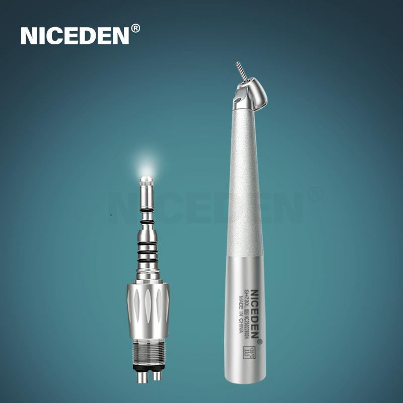 Zahnärztliches Glasfaser 45 Grad Chirurgischer Mini-Kopf Keramiklager Druckknopf LED-Licht Handstück Schnellkupplung Luftturbine