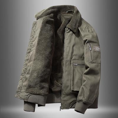 Lamb Plush Jacket with Plush and Thickened Men's Flight Clip To Overcome