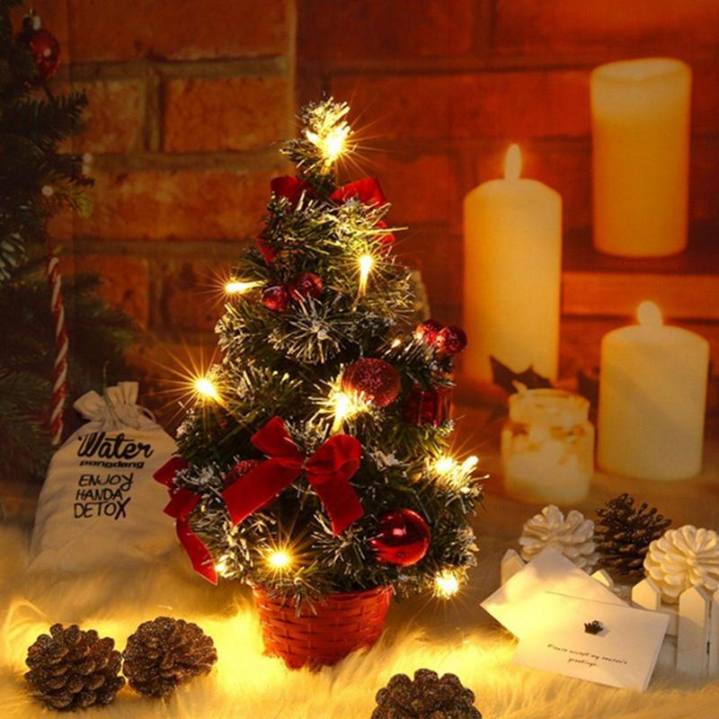 40cm Artificial Christmas Tree Table Ornament with LED Light Balls Christmas Decoration for Home New Year Gift Mini