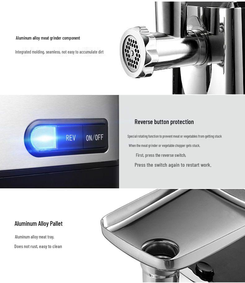Tenfly Electric Meat Grinder & Sausage Stuffer - Multifunctional Stainless Steel Food Processor for Mincing and Stuffing.