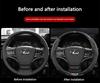 rlvc5 38cm Universal Carbon Fiber Leather Car Steering Wheel Cover Anti Slip For Lexus FSPORT LBX NX RX 350h 450h ES UX GS GX IS LS LX
