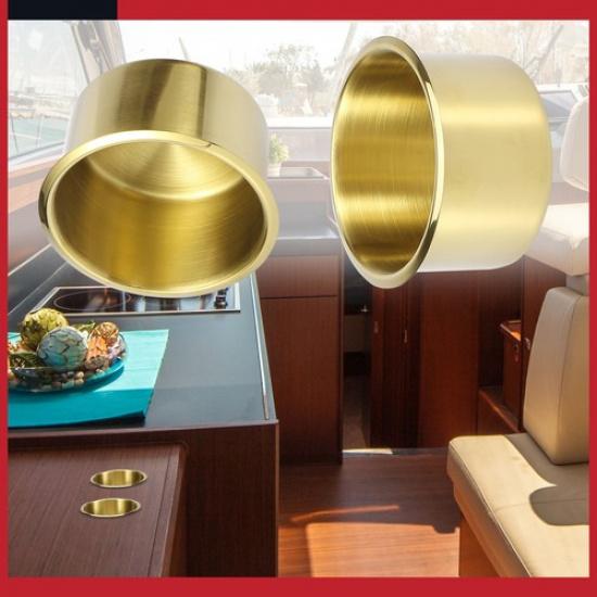 Universal Cup Drink Holder Ert Gold Tone 89mm for Marine Boats RVs Pack of 2