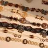 Bohemian Style Butterfly Blue Water Diamond Waist Woven Handmade Wooden Bead Belts Y2K Retro Belt Waist Chain Accessory Skirt