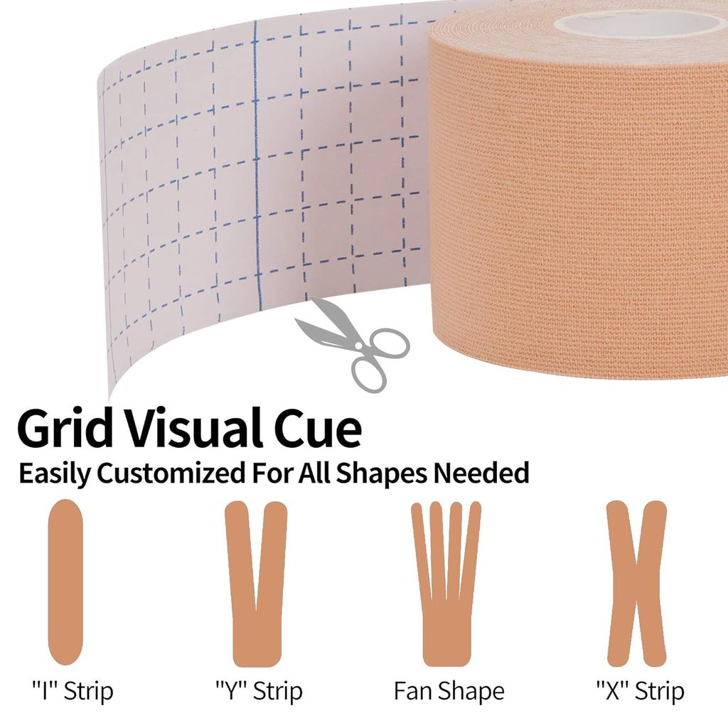 Premium Kinesiology Tape - Original Cotton Elastic, Relief for Muscle/Knee Pain, Strain Recovery, Athletic Fitness Bandages