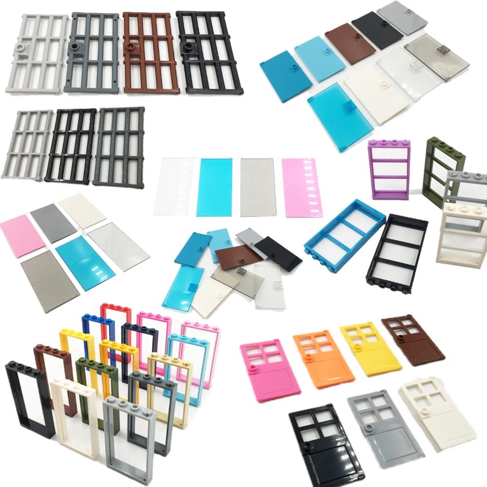 1x4x6 Door Frame Smart Windows 10pcs 60596 60616 60803 57894 60623 60621 92589 MOC Parts House Building Block Model Accessories