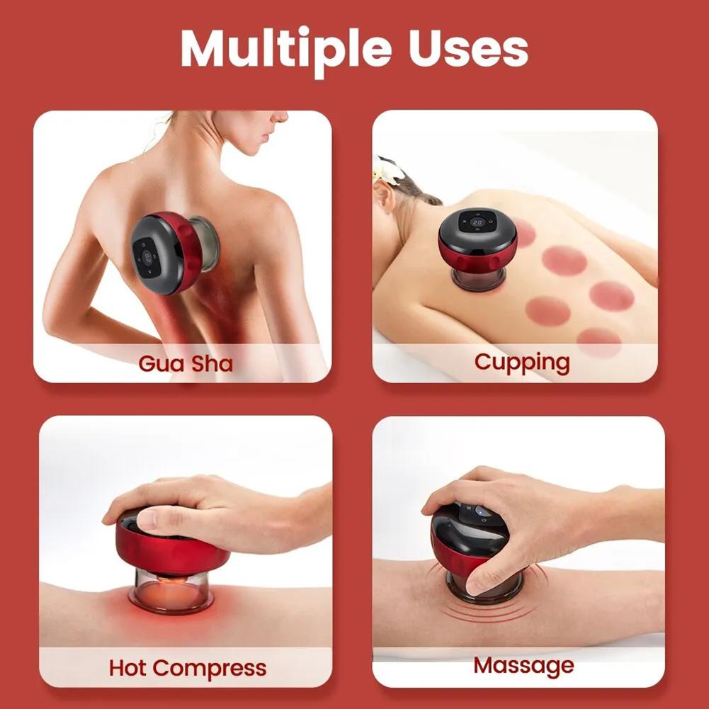 Heated Electric Scraping Instrument,6/12 Level Smart Rechargeable Vacuum Cupping Machine,Multifunctional Relaxation Massage Tool