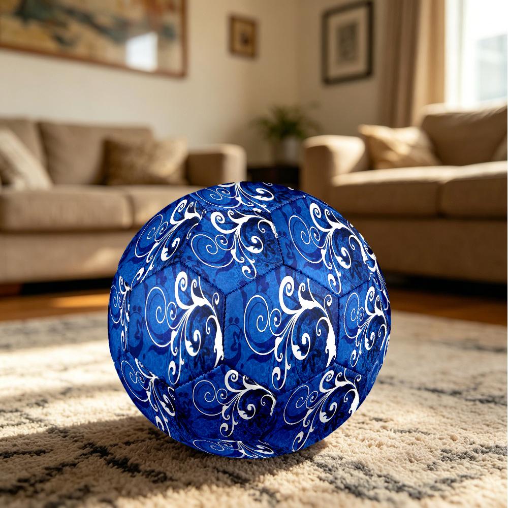 1PC Blue Swirls Flourishes Soccer Ball Size 5 Football Machine Sewn Indoor/Outdoor Universal Football n42