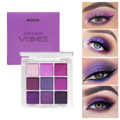 Fialové oční stíny 9 barev Kouřová fialová Stage Makeup Perleťová Matná Devíti čtvercová mřížka Paleta očních stínů