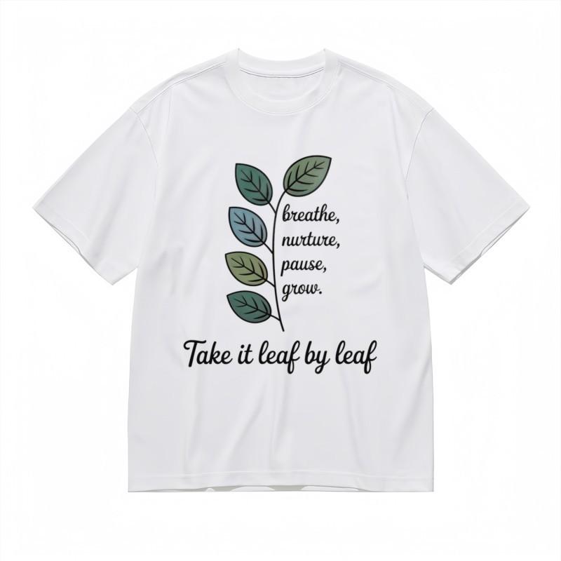 Women's Oversize Comfortable Classic T-Shirt Leaf Growth Metaphor Printed Tops