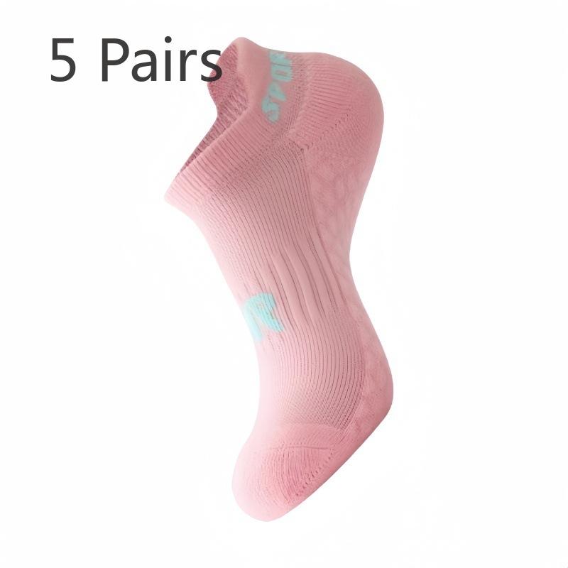 5 Pairs of Female Autumn and Winter Towel Bottom Deodorant Sweat Absorbing Running Boat Socks