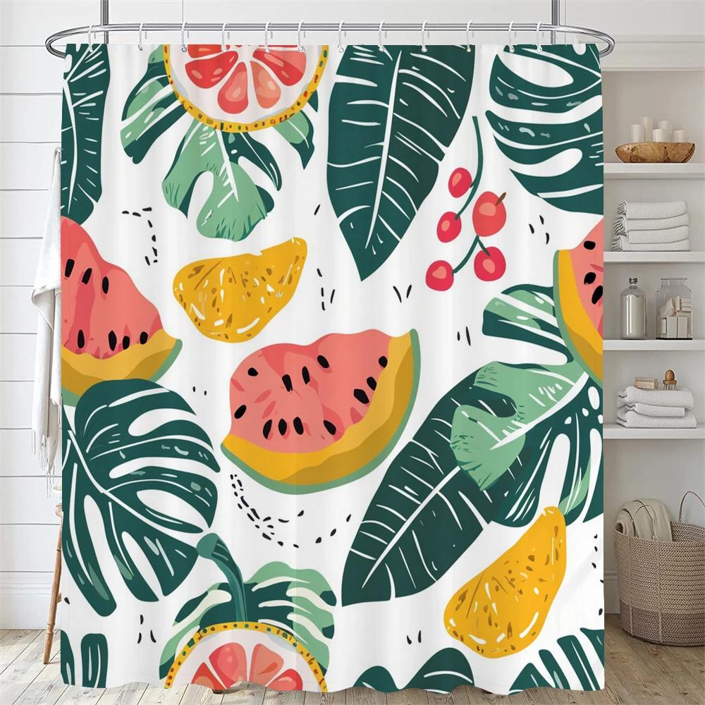 Green Plant Leaf Vines Flower Shower Curtain Print Modern Nordic Leaves Polyster Home Decor Bathroom Curtain With Hooks