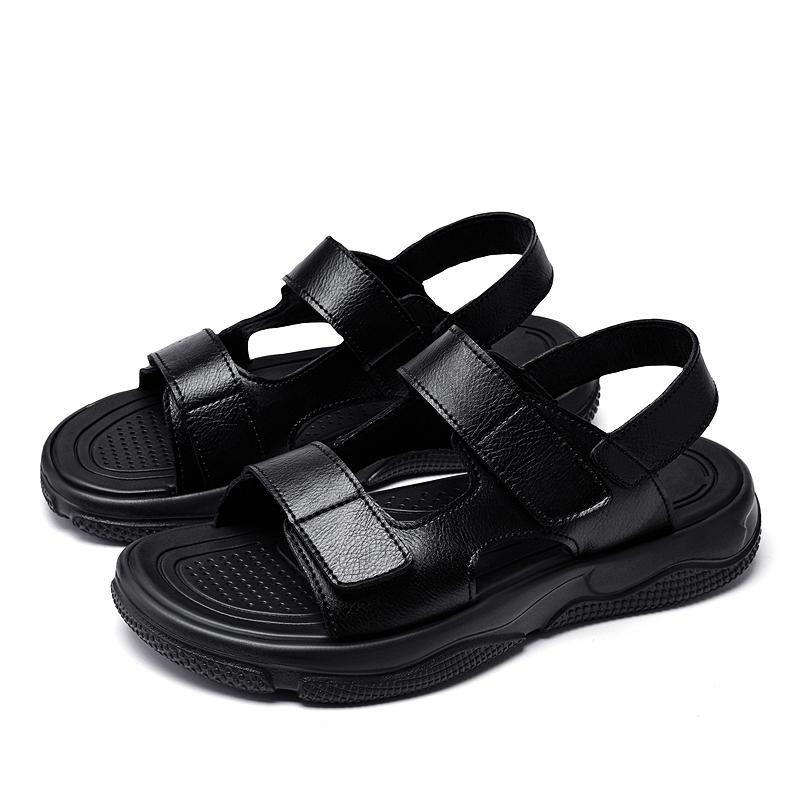 Fashion Fashion Men Split Leather Sandals Summer Outdoor Comfort Soft Sole Sandals Men Casual Hollow Out Breathable Beach Shoes Sandals