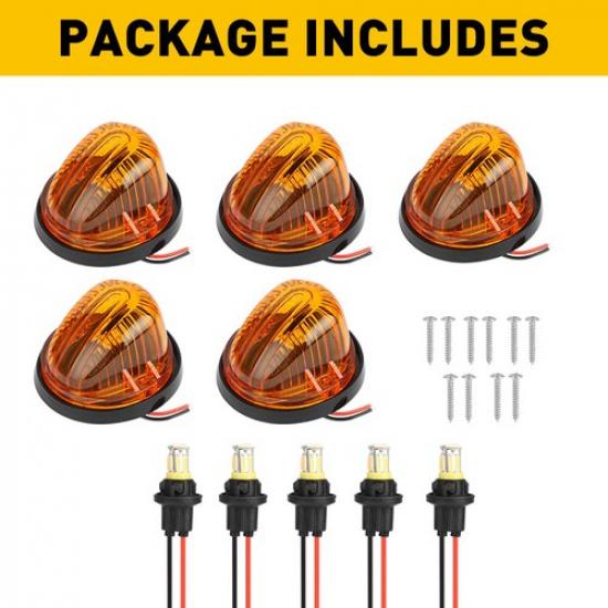 For Chevy GMC C/K Series 73-87 Cab Roof Light Marker Yellow Lens + Amber LED Kit