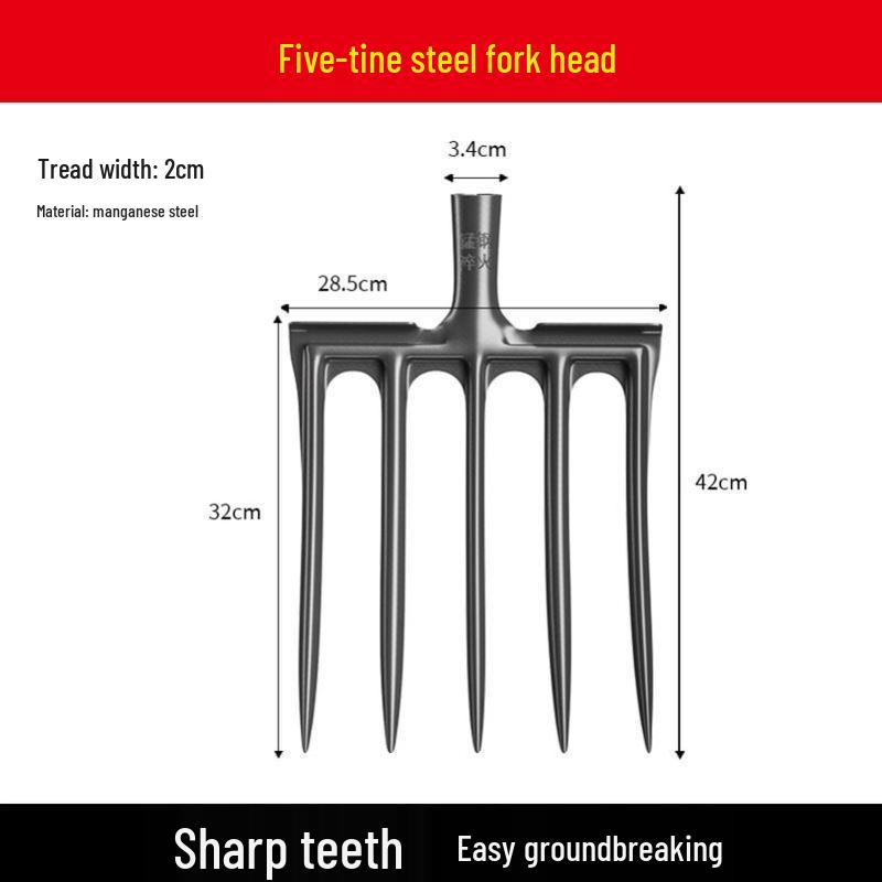 Vierzahnige Gabel aus Vollstahl: Bodenumdreh- und Lockerungswerkzeug mit Holzgriff