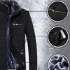 Men's  Windbreaker Cotton Padded Anorak Thick Black Coat Winter Parka Fur Collar Casual Fleece Warm Jacket