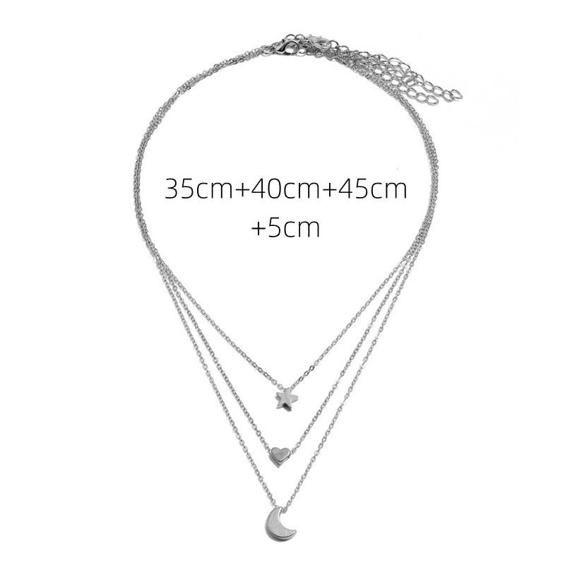 Simple stacked alloy accessories women, fashionable multi-layer star moon love pendant necklace