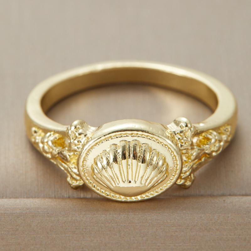 European and American Personalized Imitation Shell Carved Pattern Ring, Women s Fashion Trend Accessories Zircon 8