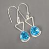 Swiss Blue Topaz Earrings Gemstone, 925 Solid Sterling Silver Earrings Jewelry, Handmade Earrings, Silver Jewelry For Gift