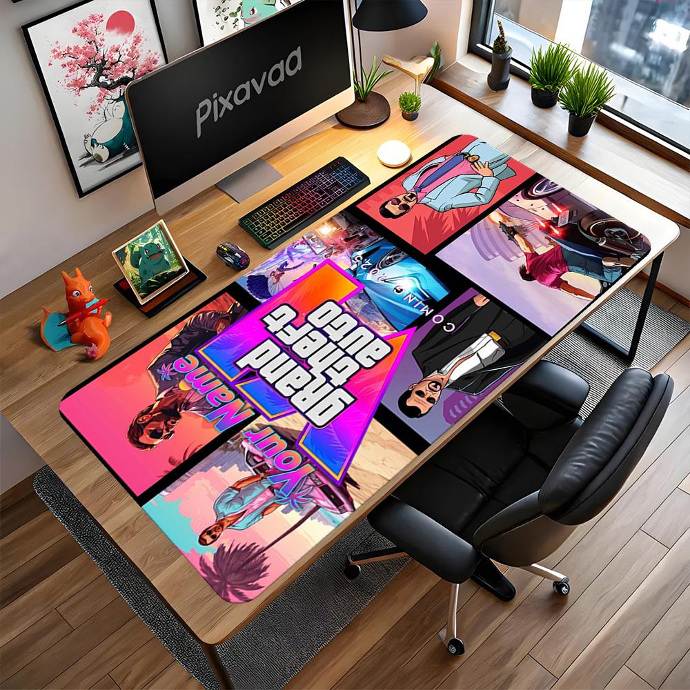 Grand Theft Auto Personalized Text Mouse Pad Keyboard Pad Computer Desk Keyboard Mat Non-Slip Rubber Base Computer Decor Item Office Use