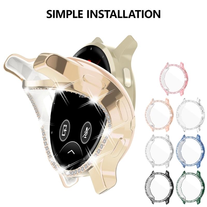 Sparkling Single Row Diamond TPU Protector Cover Watch Case for Venu 3/Venu 3S Stylish Electroplated Shell