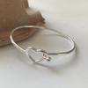 100% Solid 925 Sterling Silver Retro Bracelet for Women Geometric Hollow Heart Handmade Sparkling Simple Bracelet Birthday Gift