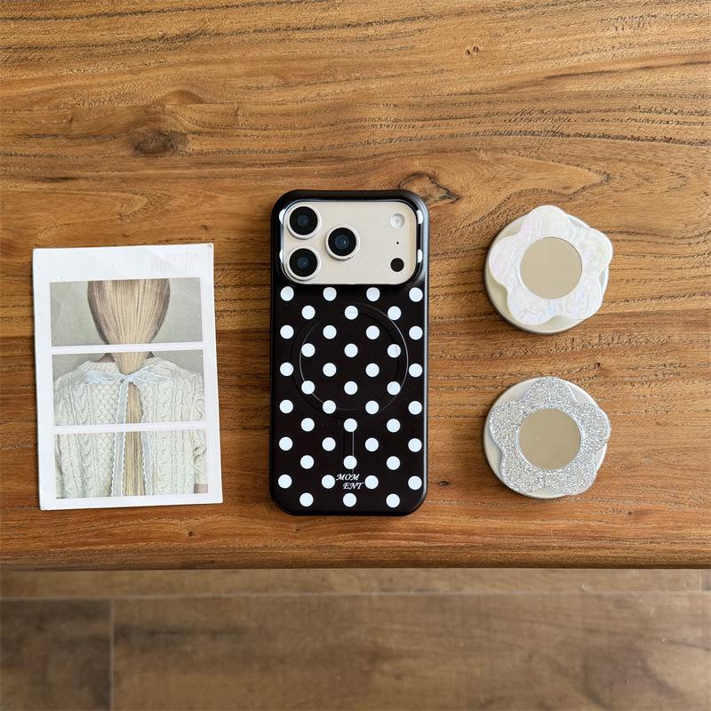 

Korean Polka Dot Floral Magnetic Stand Case for iPhone 17/16 Pro Max/15 Pro iPhone 16 Pro Max