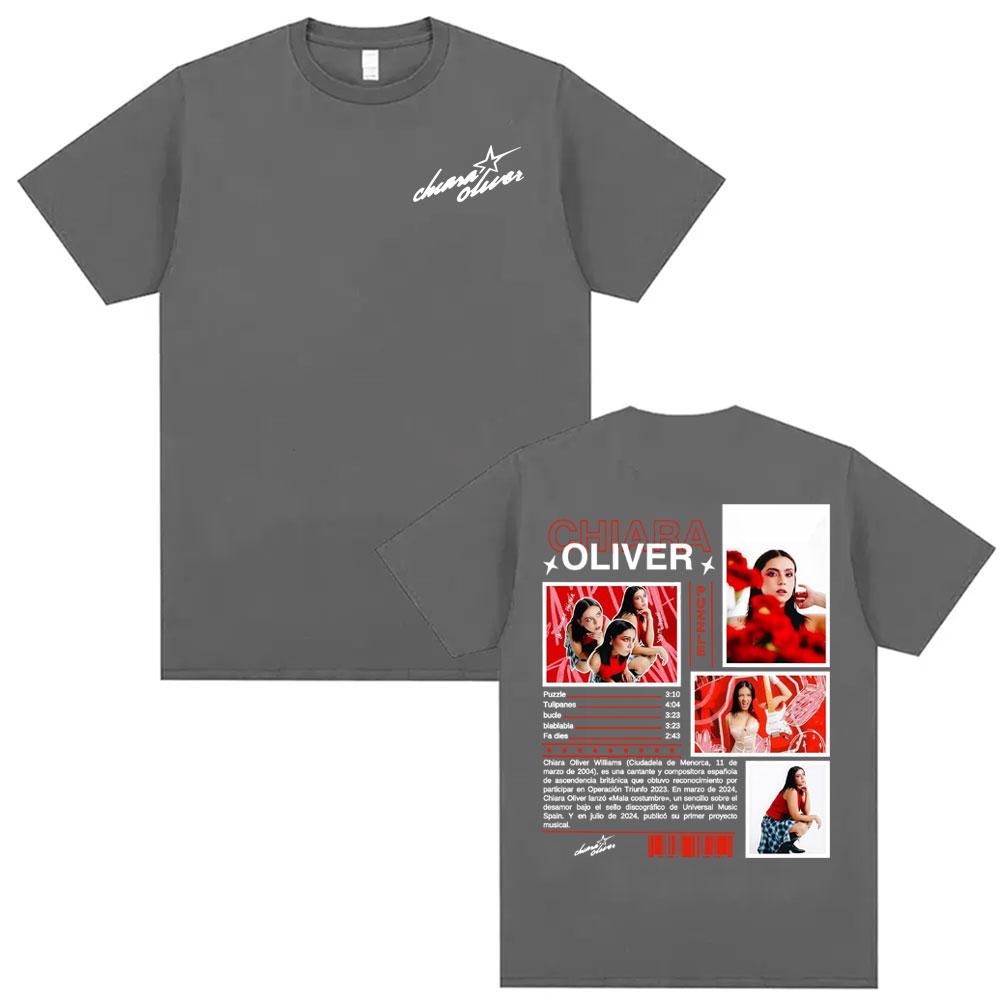 Cantante Chiara Oliver Puzzle Álbum 2026 Tour Camisetas Hombres Mujeres Ropa Moda Verano Camiseta Casual Cuello Redondo Camiseta de Algodón