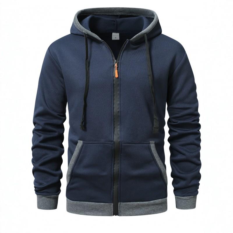Herren Kapuzen-Reißverschluss-Sweatshirt Mit Mehreren Taschen Lockerer Schnitt Warm Fleecegefüttert Lässig Sportbekleidung Winter