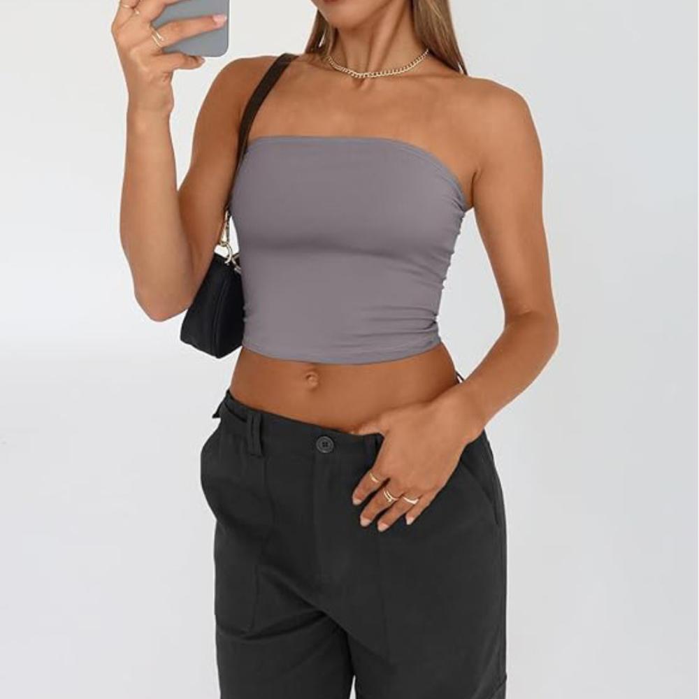 Strapless Tank Top Solid Color CropTops Women Summer Camis Casual Camisole Fashion Tube Female Sleeveless Cropped Y2K Clothes