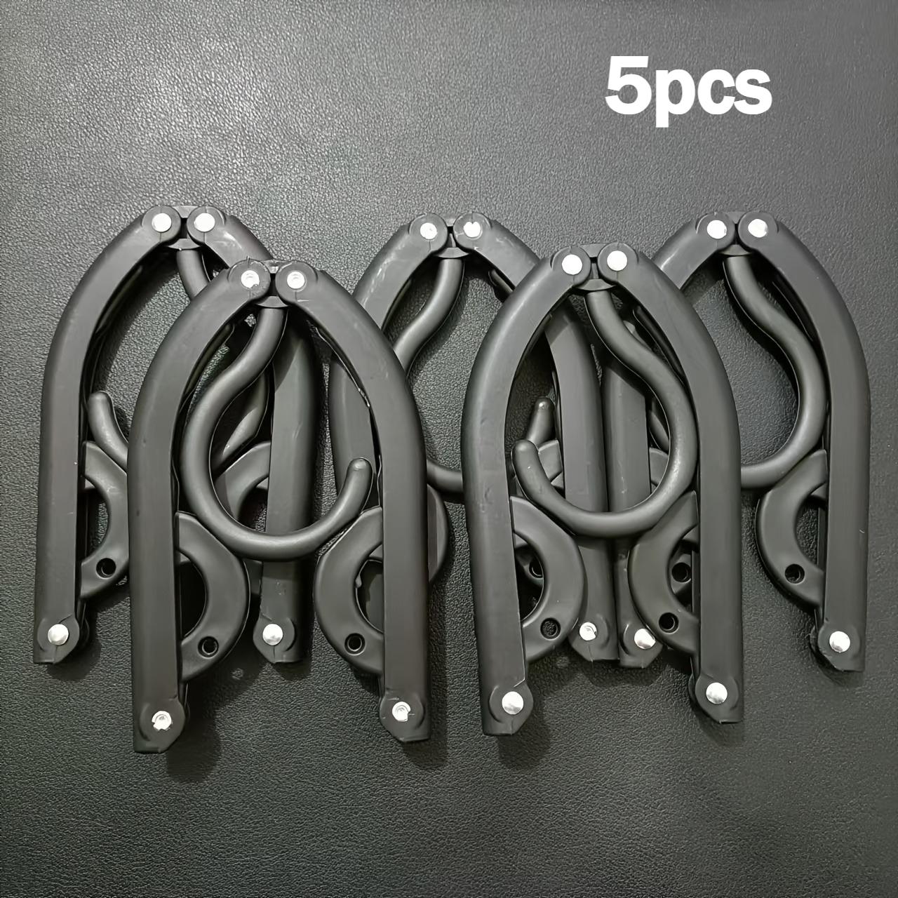 5pcs Portable Folding Clothes Rack, Plastic Hanging Drying Rack with Windproof Hooks, Multipurpose Travel Coat Hanger, Foldable
