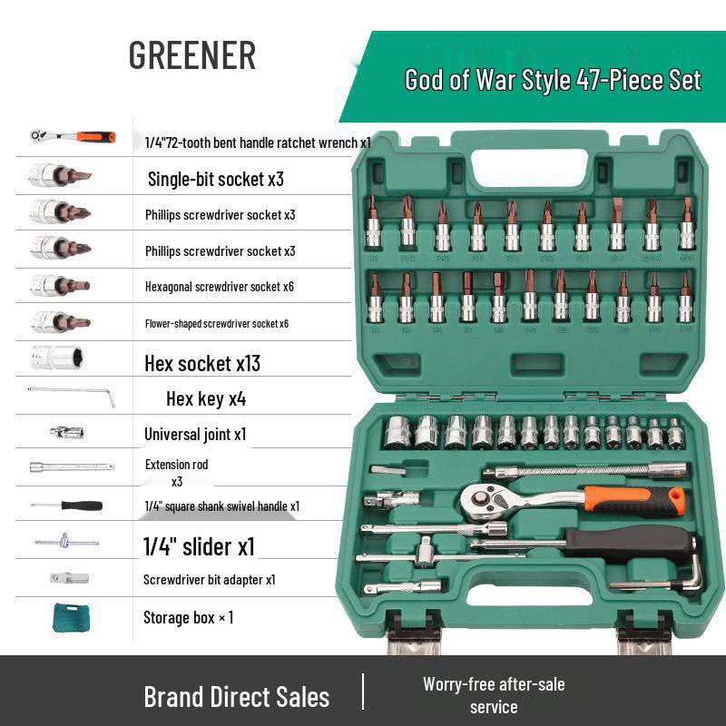 Ratchet Lokma Anahtarlı Çok Fonksiyonlu Araba Tamir Alet Seti