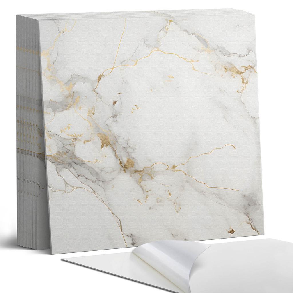 Vinyl Tiles with Graphics for the Bathroom Elegant Marble Pattern 9x30x30 cm