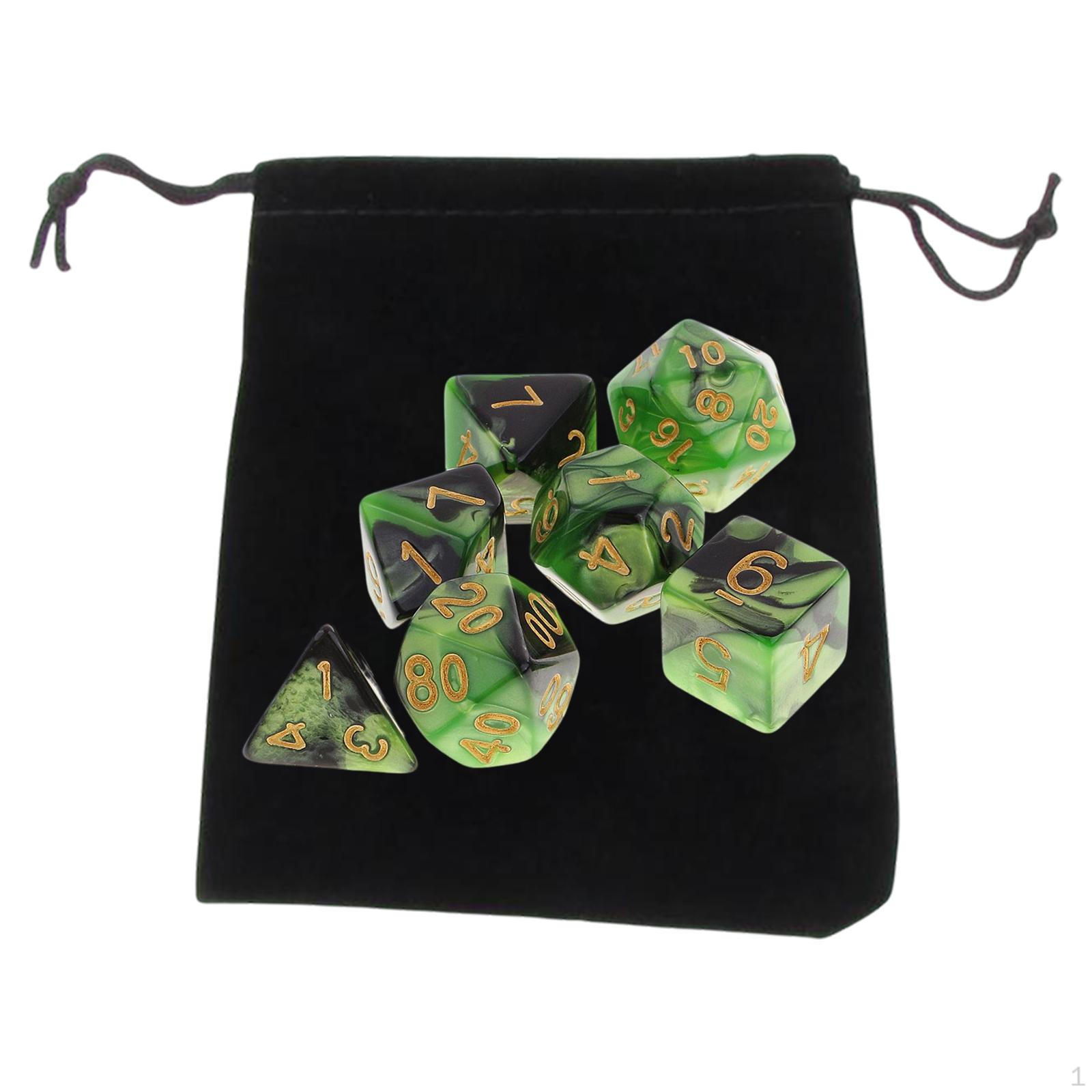 

Набор из 7 игральных костей, прочная игрушка для развлечения D8 D10 D12 D20, обучающая игра для обучения математике с двухцветной гравировкой N_1.6cm