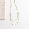 Double Layer Geometric Rhombus Sequin Pendant Necklace Women 18K Gold Plated Titanium Steel Hypoallergenic Fade-Resistant