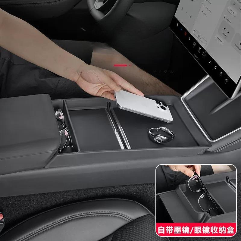 For Tesla Model Y Juniper Model YL Central Control Panel Storage Box Model 3 Highland Panel Frame Glasses Case Car Storage Tray