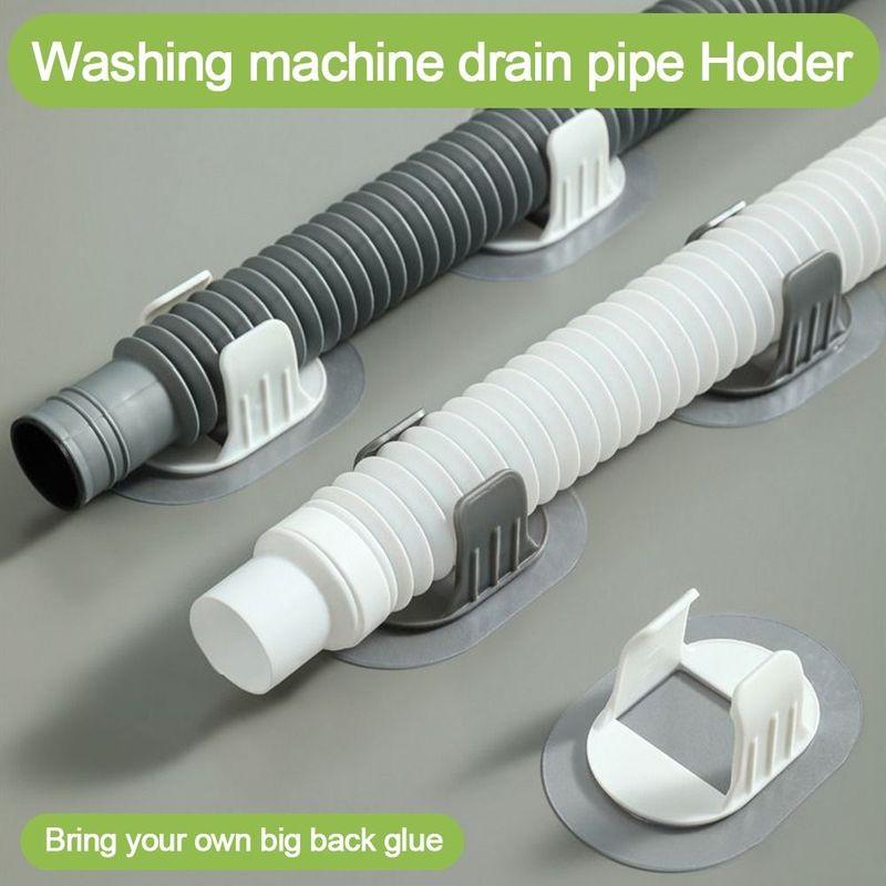 5pcs Plastic Pipe Clamp Hooks Cable Clips Pipe Support Washing Machine Drain Pipe Holder Self-adhesive Fasteners