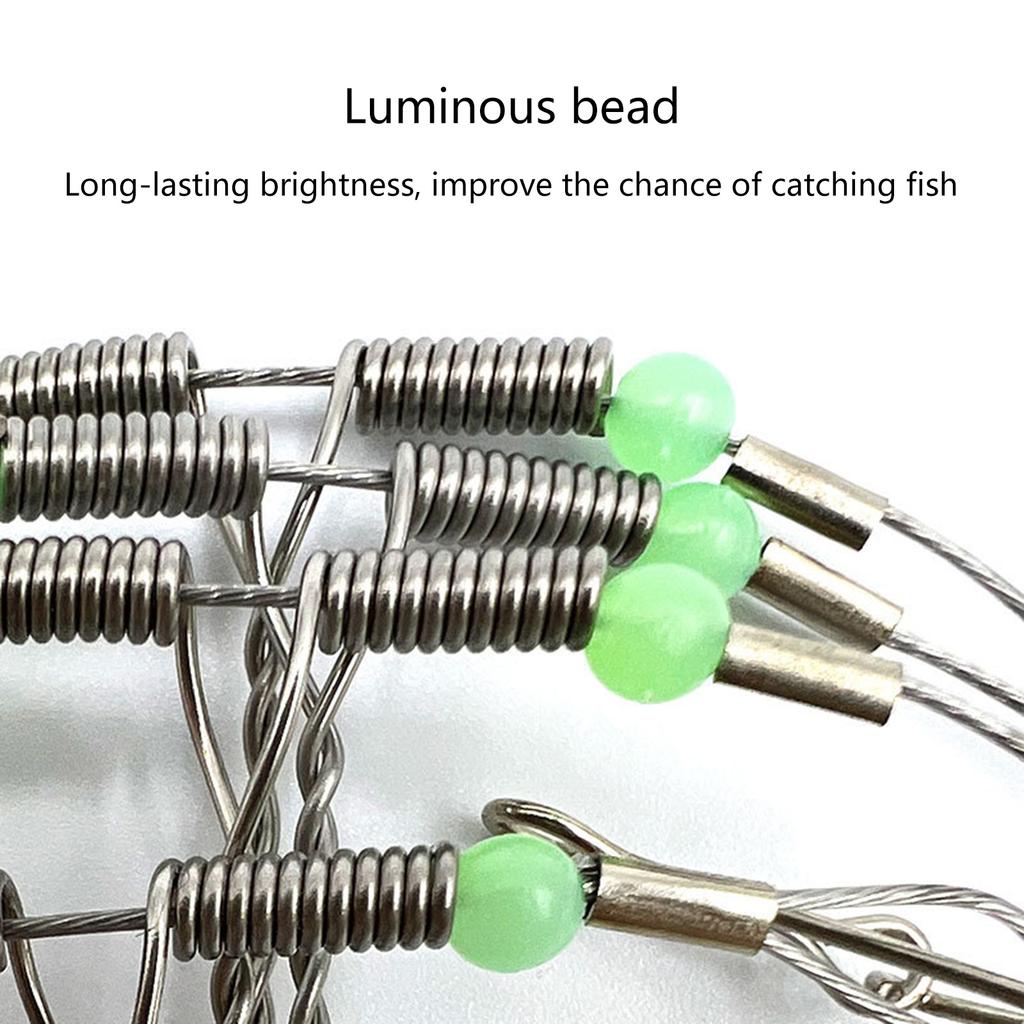 10Pcs Fishing Rigs with Swivels Snaps Beads Fishing Leader Tackle Rigs, Fishing Wire Stainless Steel Wire Traces Leader